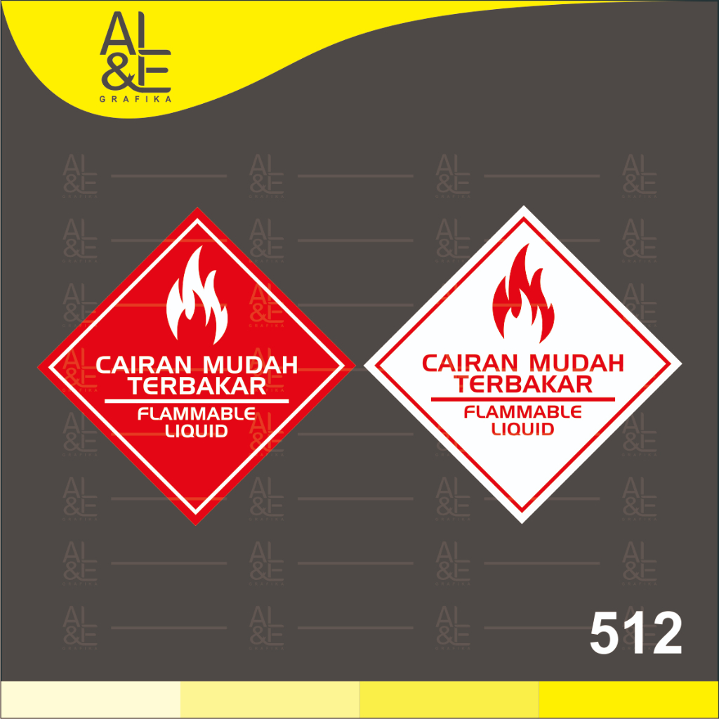 

512 - STIKER LABEL CAIRAN MUDAH TERBAKAR - VINYL STIKER RITRAMA INDOOR