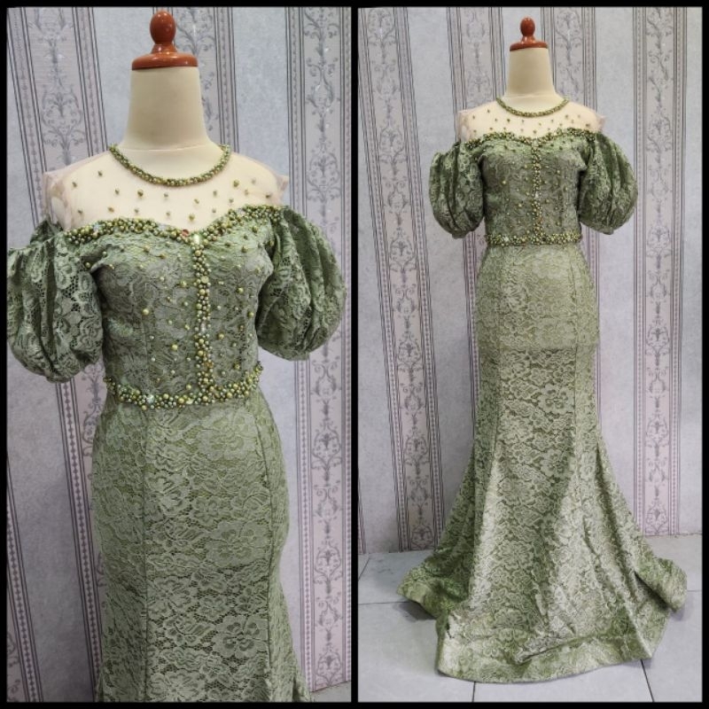 Dress pesta duyung mermaid brokat / baju singer penyanyi murah