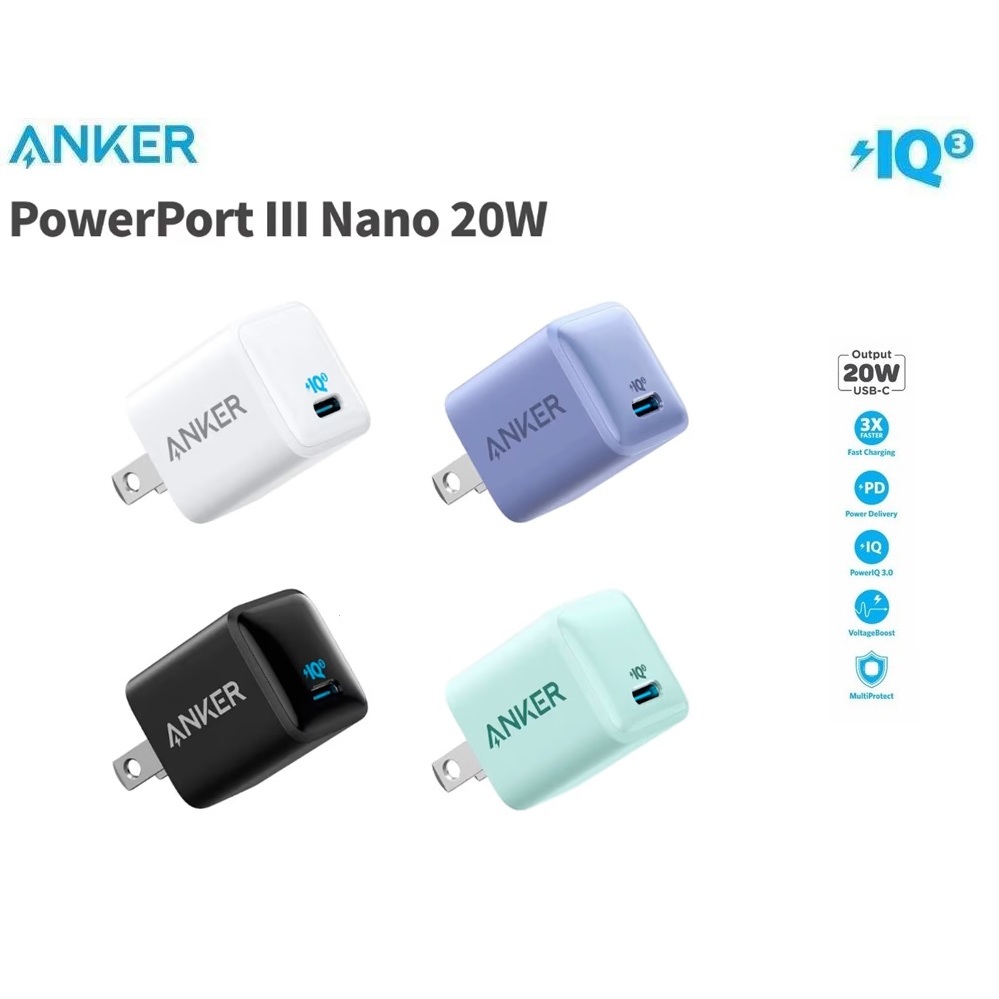 ANKER A2633 - PowerPort III Nano 20W - Support PD 20W and PowerIQ 3.0 - Charger Super Mini dari ANKER