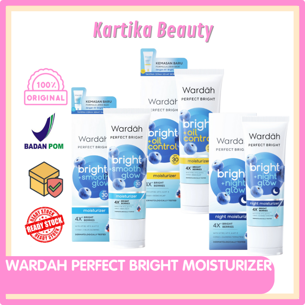 Wardah Perfect Bright Moisturizer Cream : Krim Siang / Malam | Wardah Krem Pencerah Kulit Wajah