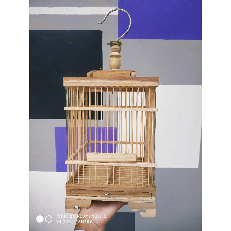 Sangkar Burung Pleci Kayu Jati Kotak Mentahan Kecil Mini