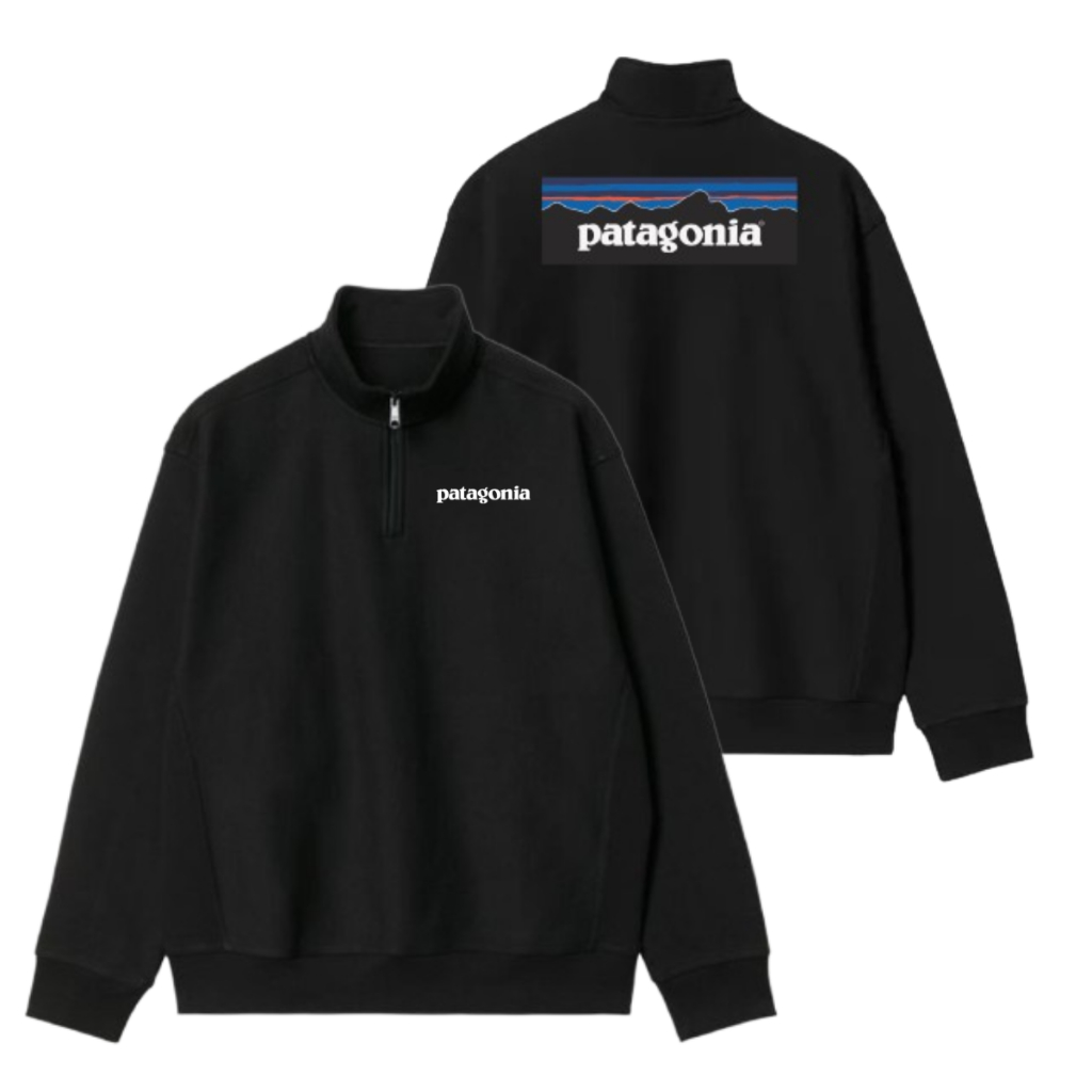 Half Zip Sweatshirt Patagonia Mountain Black Premium Distro Bahan Fleece Tebal