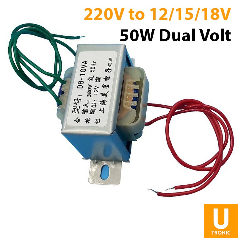 Transformer Travo 50W AC 220V to CT Dual Volt AC 12V 15V 18V (1822B