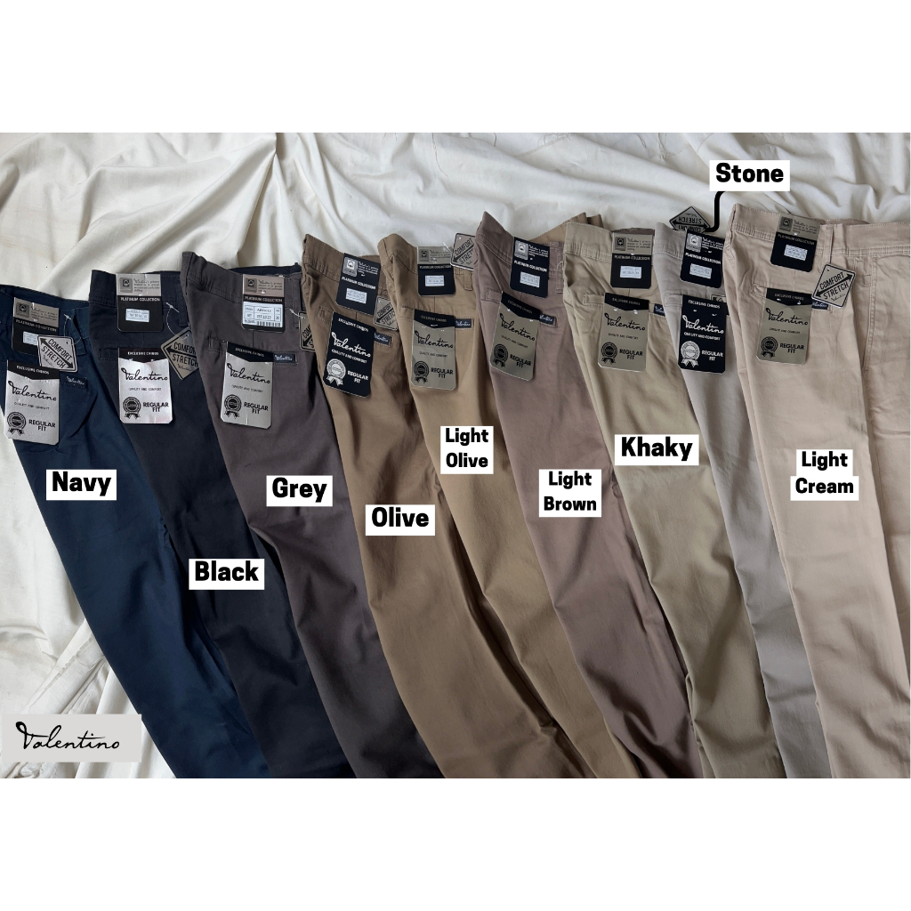 Valentino Jeans Celana Chinos Stretch Pria Khaky