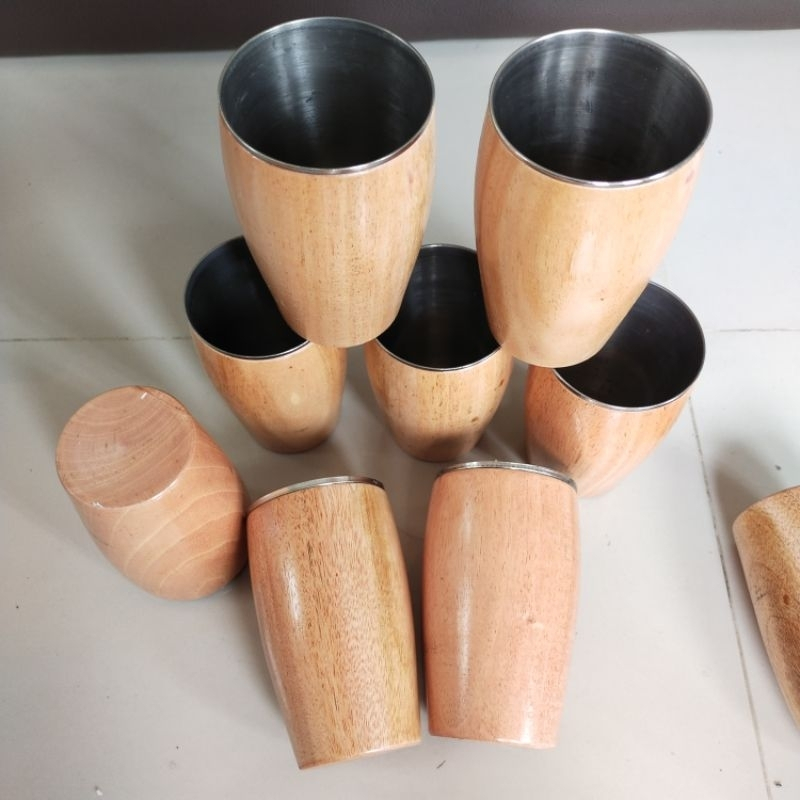 Gelas Mug Kayu Stainless / Gelas Stainless Kayu / Gelas Souvenir Kayu / Gelas Kayu Estetik / Gelas K