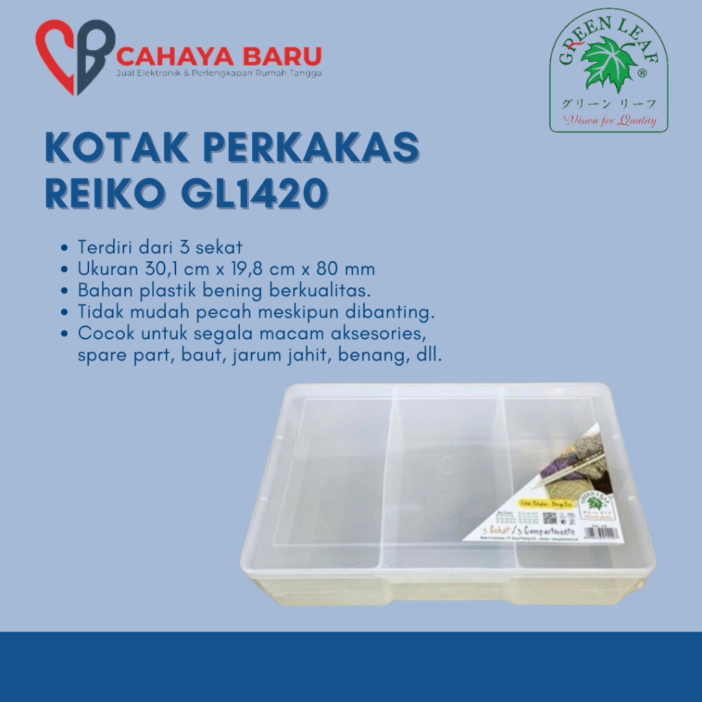 KOTAK PERKAKAS REIKO GREEN LEAF 1420