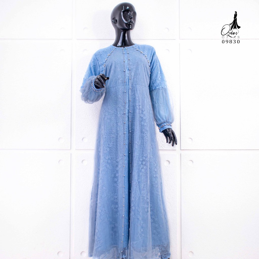 Ozias - Gamis Brokat Garden Lace 09830 Ld 105-Biru