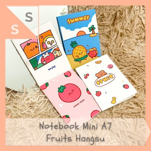 

[simplyshop] Buku Catatan Line Notebook A7 Bergaris Mini Notes Hangsu Summer Fruit Series Small Book Buah Orange Strawberry Teddy Bear BK-1106 ATK Alat Tulis Anak Sekolah