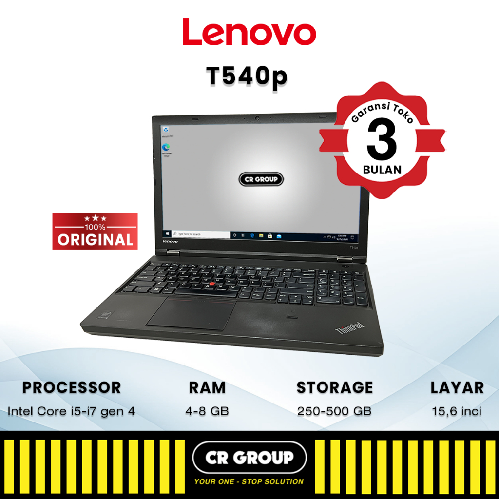 Laptop Lenovo ThinkPad T540P Intel Core i5-4200M / i7-4600M Gen 4 RAM 4 GB / 8 GB Storage 250 GB / 500 GB Layar 15,6 "