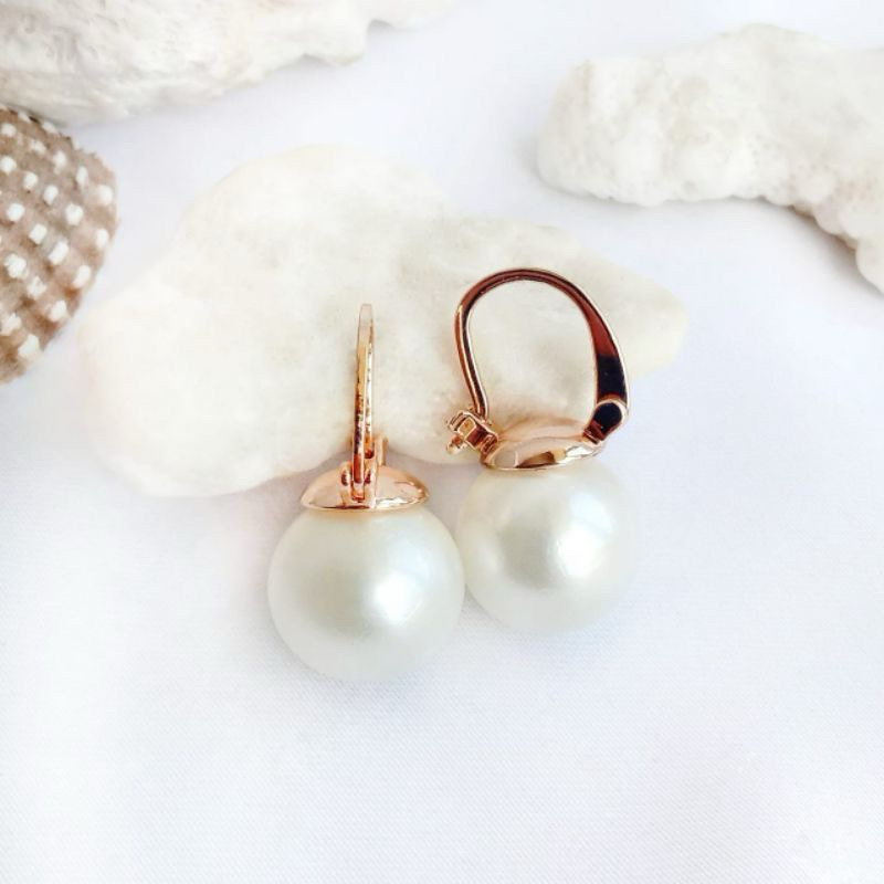 Anting rhodium mutiara air laut asli lombok | anting mutiara lombok | anting mutiara laut grade B