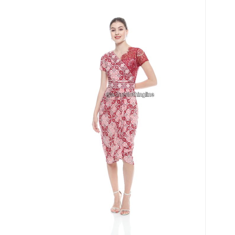 Adore Batik Dress Paris Lace Merah