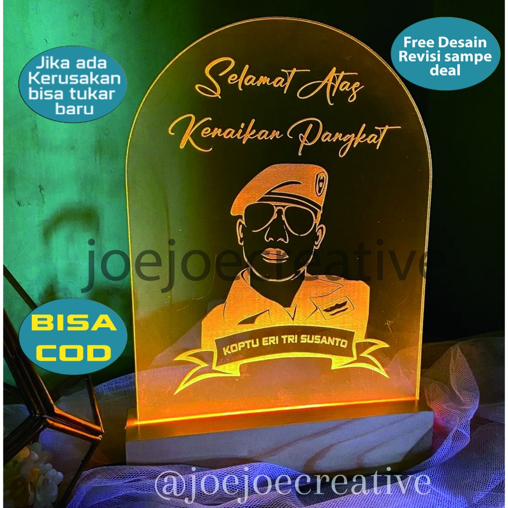 

Kado Kenaikan Pangkat hadiah wisuda kado Wedding Pernikahan Anniversary Birthday Pajangan Stand Akrilik Kado Murah Lampu LED Akrilik