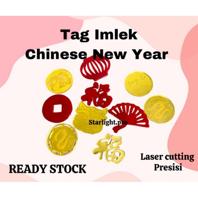 

Hang Tag Akrilik Imlek / Hampers Tag Mirror Acrylic / Hangtag imlek / Hiasan Gantung Imlek Cake Tag hang topper kue imlek chinese new year imlek cny new year tusukan kue