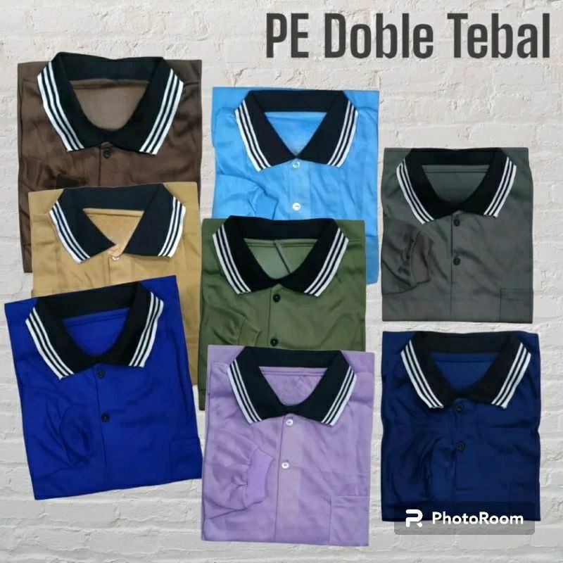 Kaos lengan panjang kerah tebal ada sakunya/Kaos Tani lengan panjang kerah ada sakunya/Kaos Proyek l