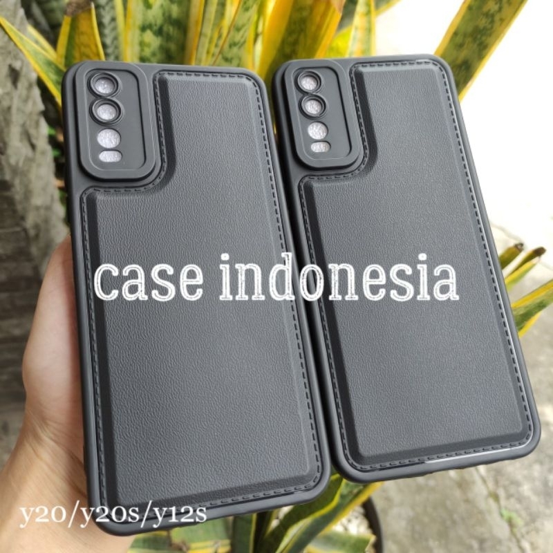 Soft Case Silikon Case Black Leather Vivo Y20 Vivo Y12S Vivo Y20S