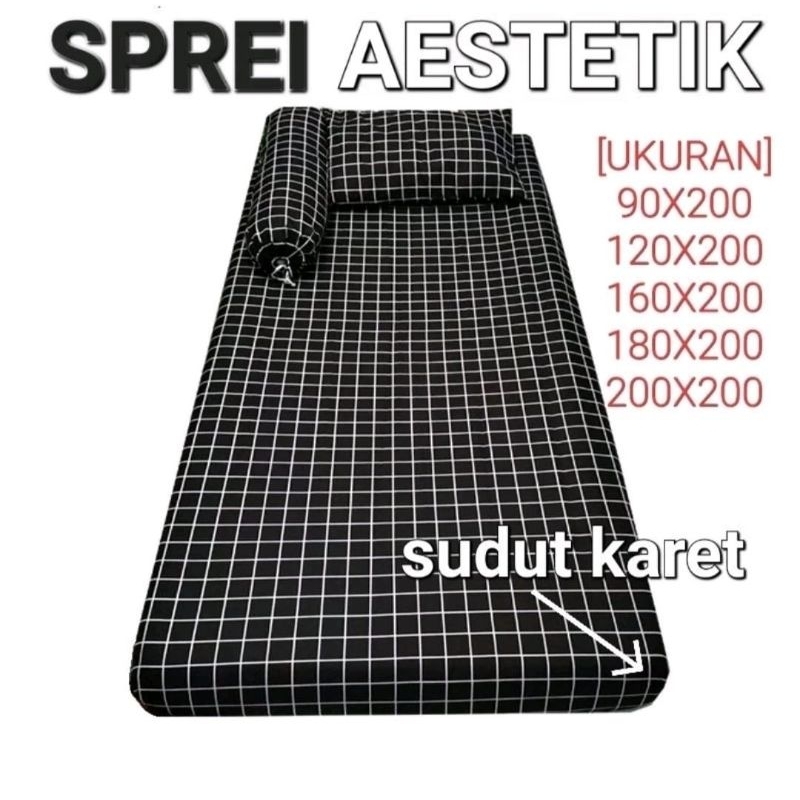 SPREI KOTAK | SPREI KOTAK AESTHETIC | SPREI KOTAK KOTAK | SPREI KOTAK HITAM  sprei ukuran 90x200 120