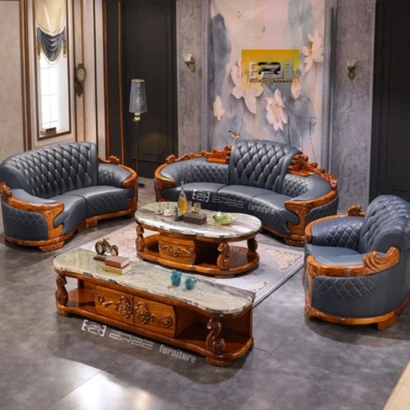 kursi sofa ruang tamu mewah modern jumbo formasi 321+meja