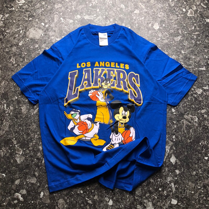 T-Shirt Lakers Mickey mouse Los angeles - Kaos Biru Pria Wanita