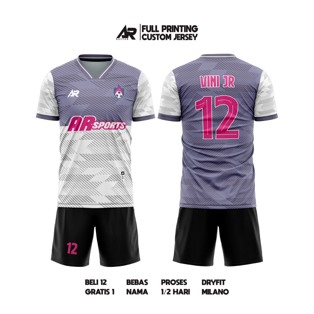 JERSEY BOLA FUTSAL CUSTOM NAMA SENDIRI KEREN 2024 PUTIH UNGU