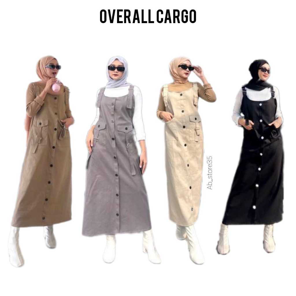 Overall Cargo / Jumpsuit Wanita Rok Cargo Panjang