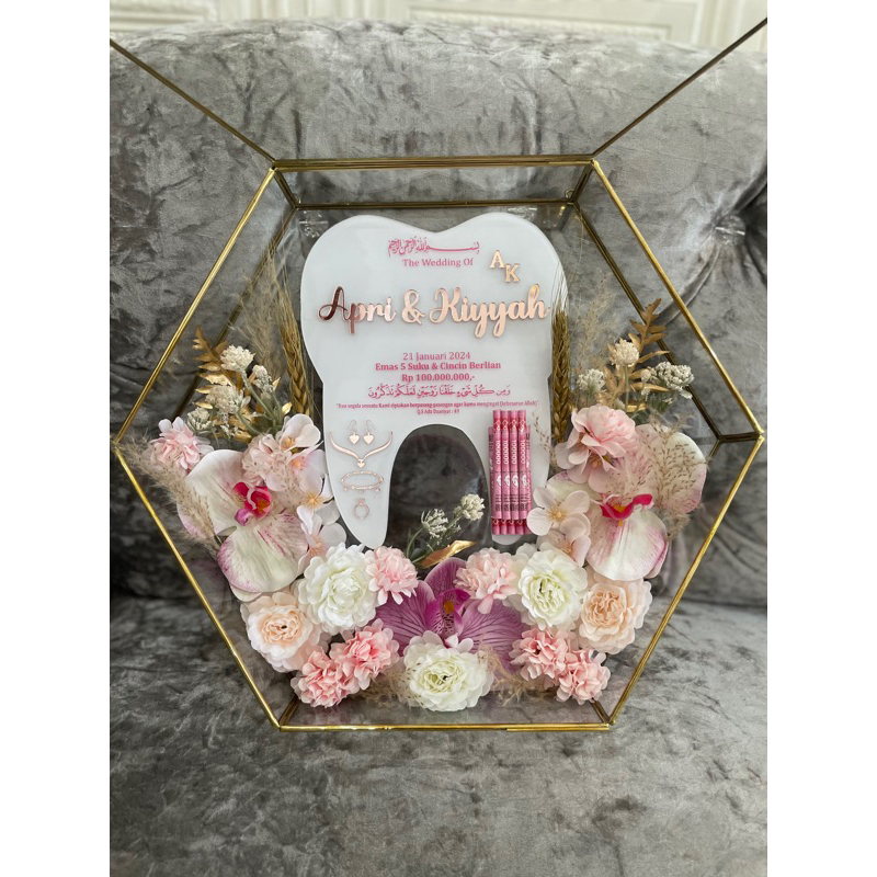 Mahar Terarium Hexagonal seserahan hantaran pernikahan