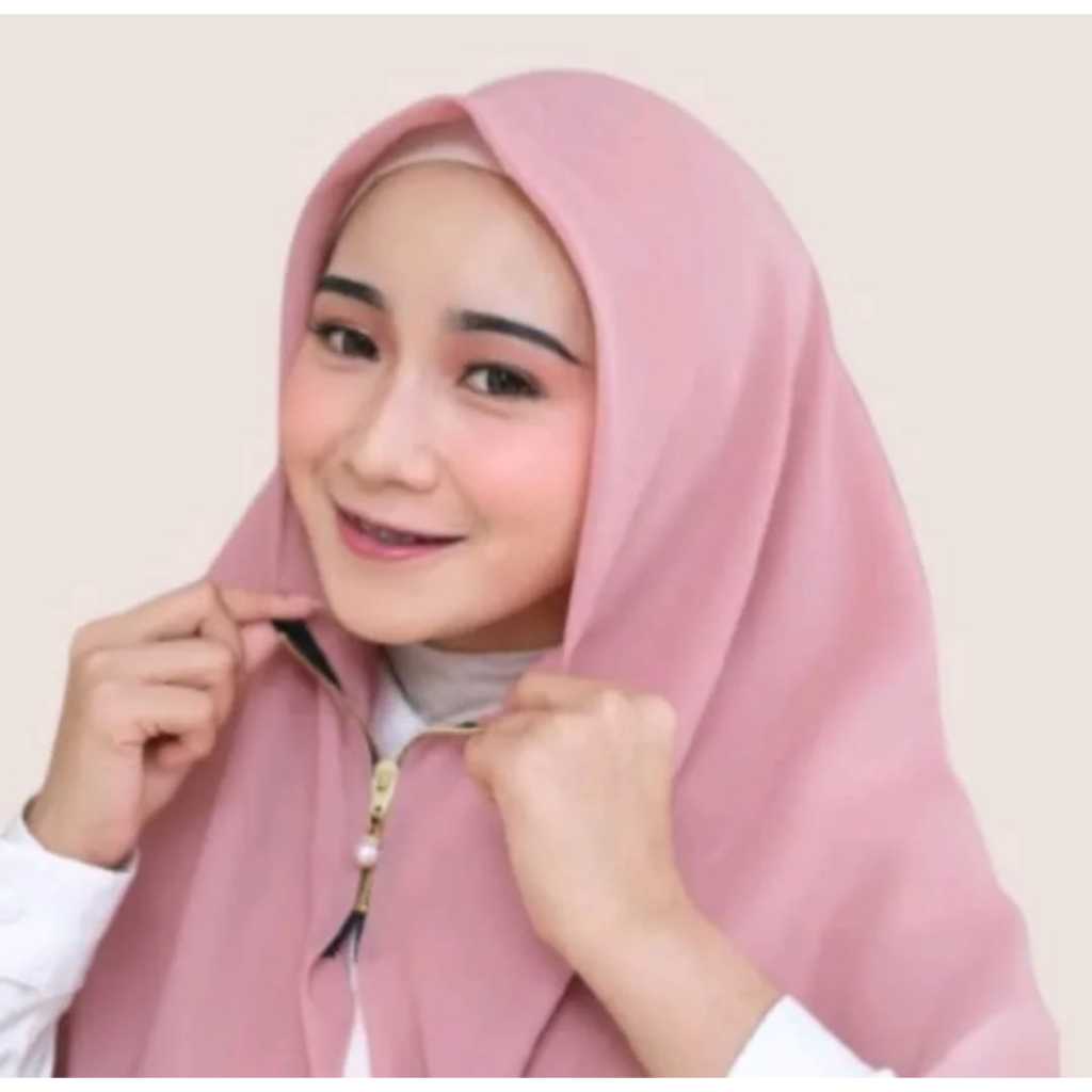 Hijab Instan Segi Empat Resleting Zipper Lasercut / Kerudung Instan Segi Empat Resleting Zipper Lase