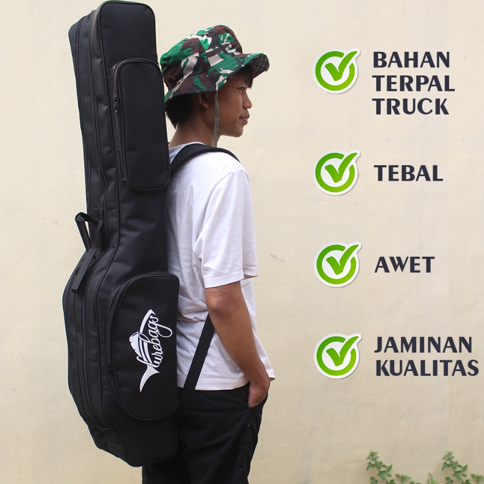 Model Cantik  Tas Joran Pancing Bahan Terpal Truck Tebal Model Ransel Gendong Double 2 Ruang Lurebag