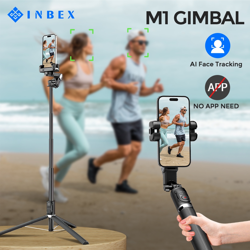 INBEX M2 Pro AI Gimbal Stabilizer Tripod 153cm Face Tracing Selfie Stick Portable Tiktok Vlog Youtub