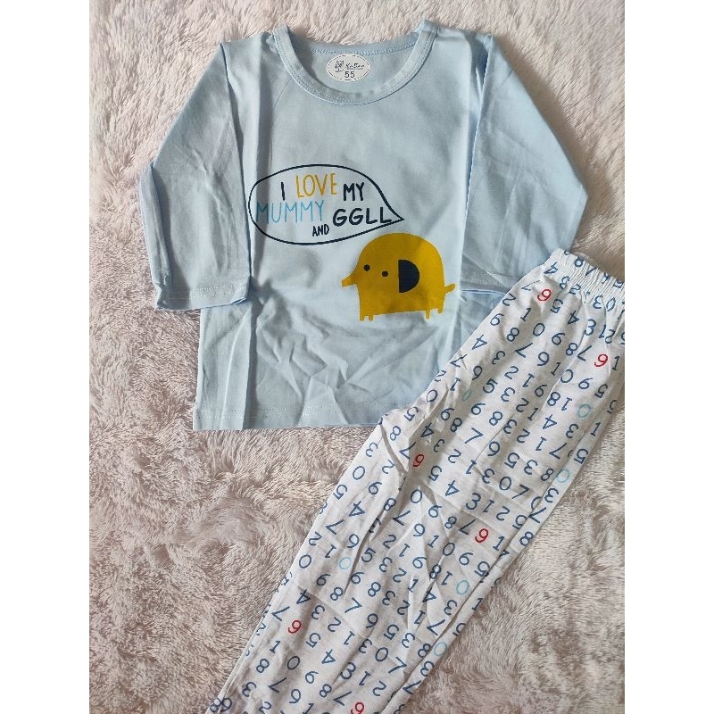 Setelan organik anak / piyama pp motif gajah