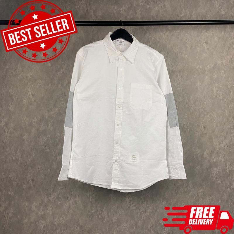 [ HIGH QUALITY ] Kemeja Thom Browne Putih Polos Lengan Panjang Kemeja Pria Import Kemeja Best seller