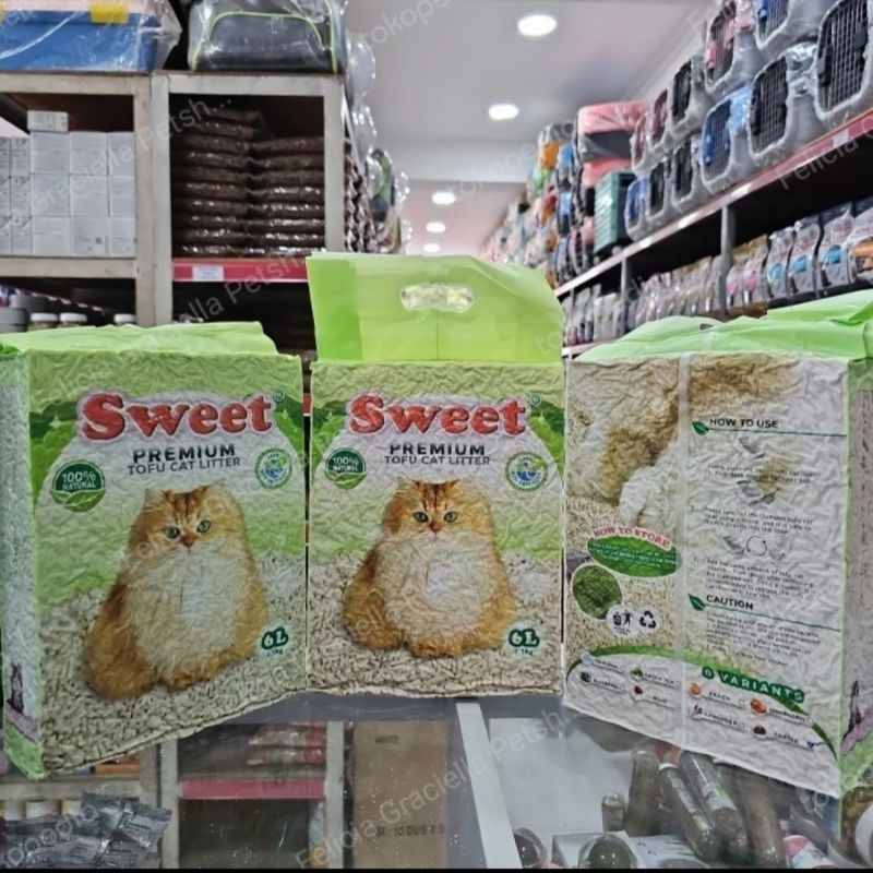 Pasir wangi gumpal bentonite clumping tofu soya ampas tahu 6ltr 6 litter pasir buang toilet aman bag