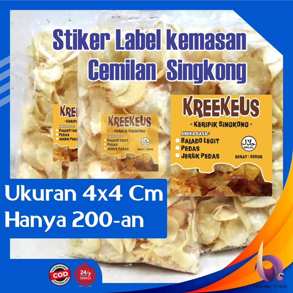 Bandung Stiker Label Kemasan Jualan Produk Keripik Singkong Gratis Desain Free Cutting Bahan Sticker