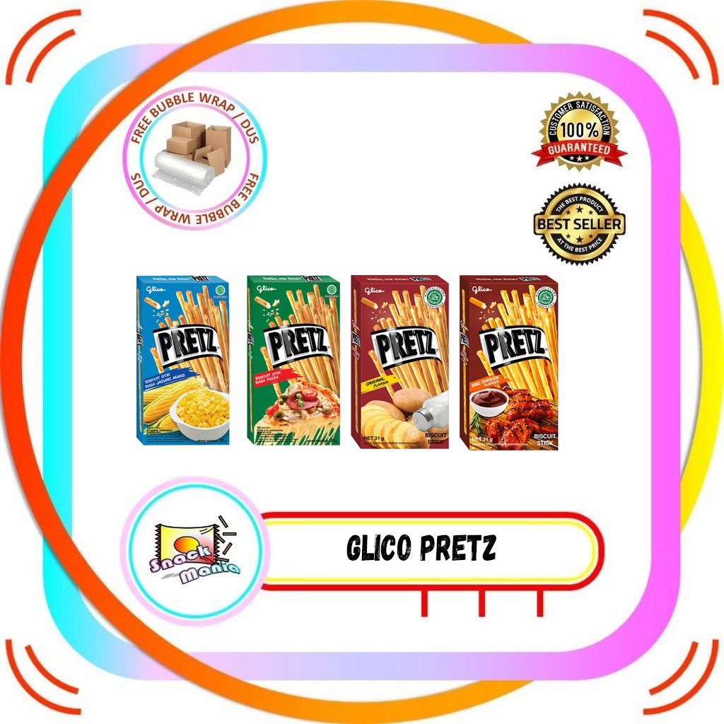 

Glico Pretz Original | Pizza | Jagung Manis | BBQ Chicken ~ 31 gr Biskuit Stik Stick