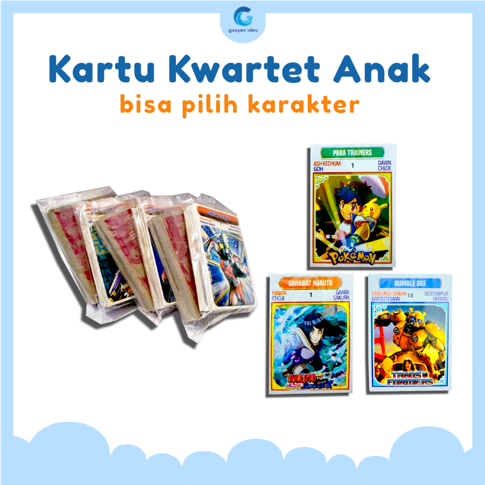 Mainan Koleksi Kwartet Kartu Pilih Motif Karakter Kartun Anak
