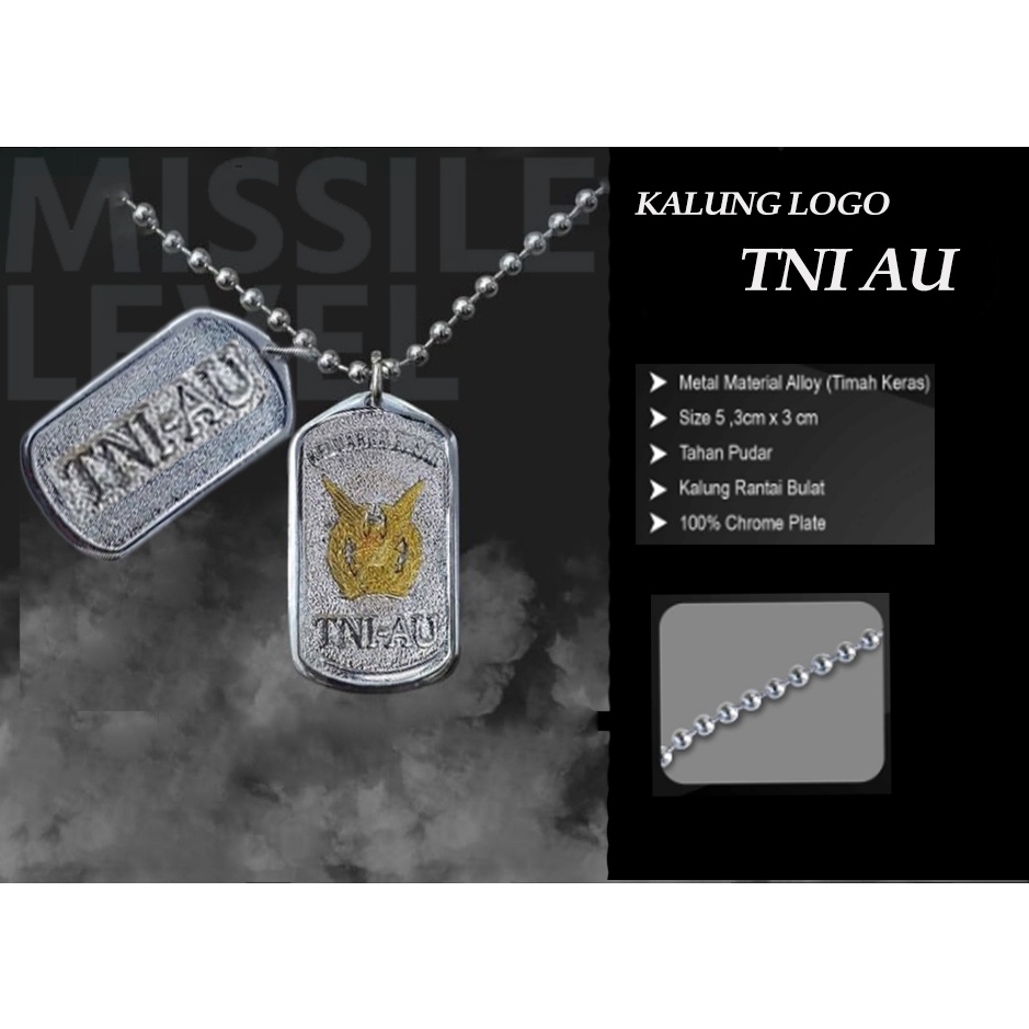 Kalung TNI AU Dog Tag Logo TNI AU Kalung Rantai