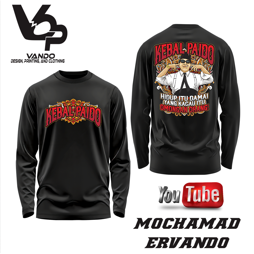 Vando Kaos Distro Lengan Panjang Kebal Paido Soekarno / long sleve black / Kaos Oblong Lengan Panjan
