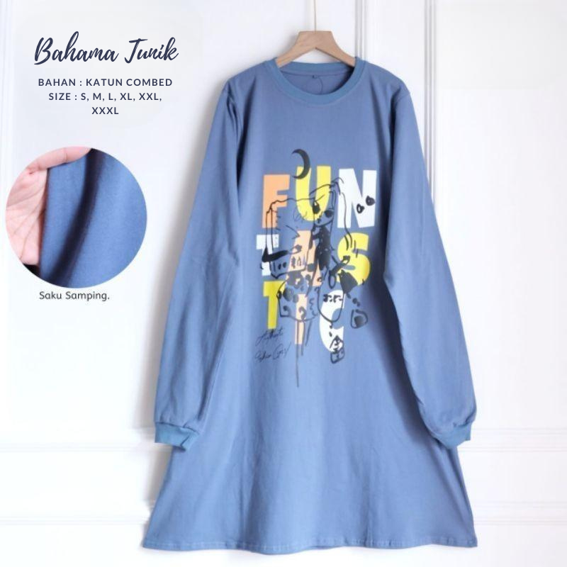 Tunik Ala Korean Style Terbaru Bahama Tunik BO Size S M L XL XXL XXXL Bahan Katun Combed Aplikasi Sa