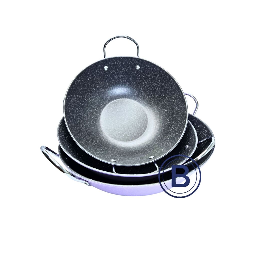 Wajan Ceramic Anti Lengket/Marble Wok/Kuali 30/32/34cm
