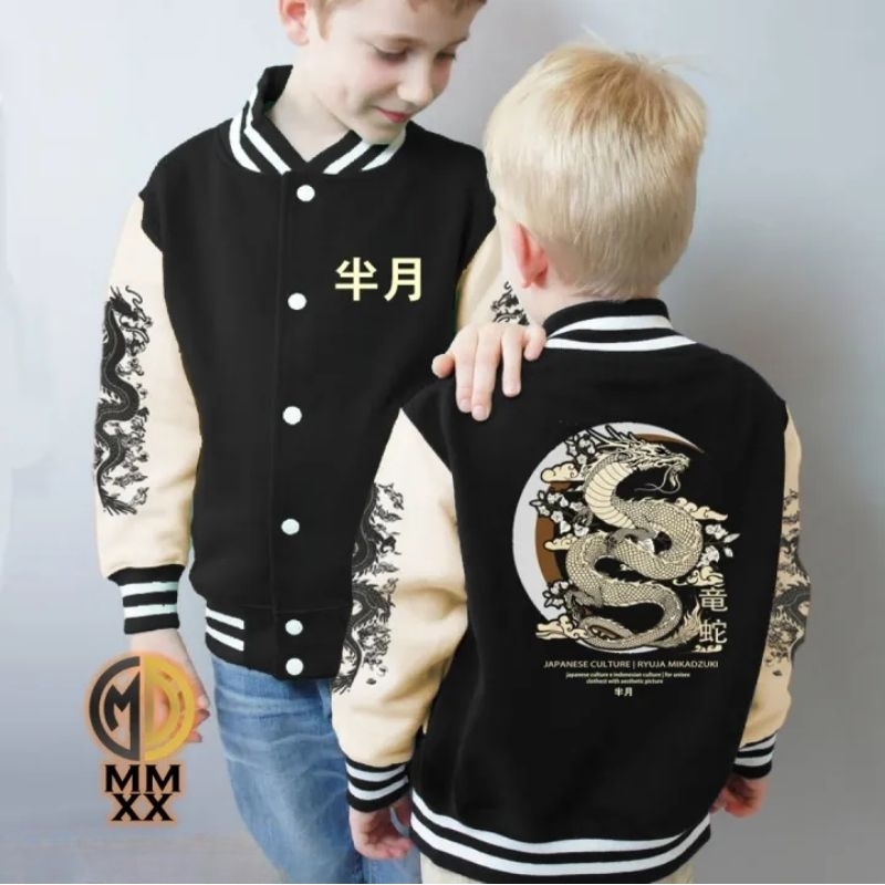 Jaket baseball Varsity Jaket Motif Naga Yakuza Premium