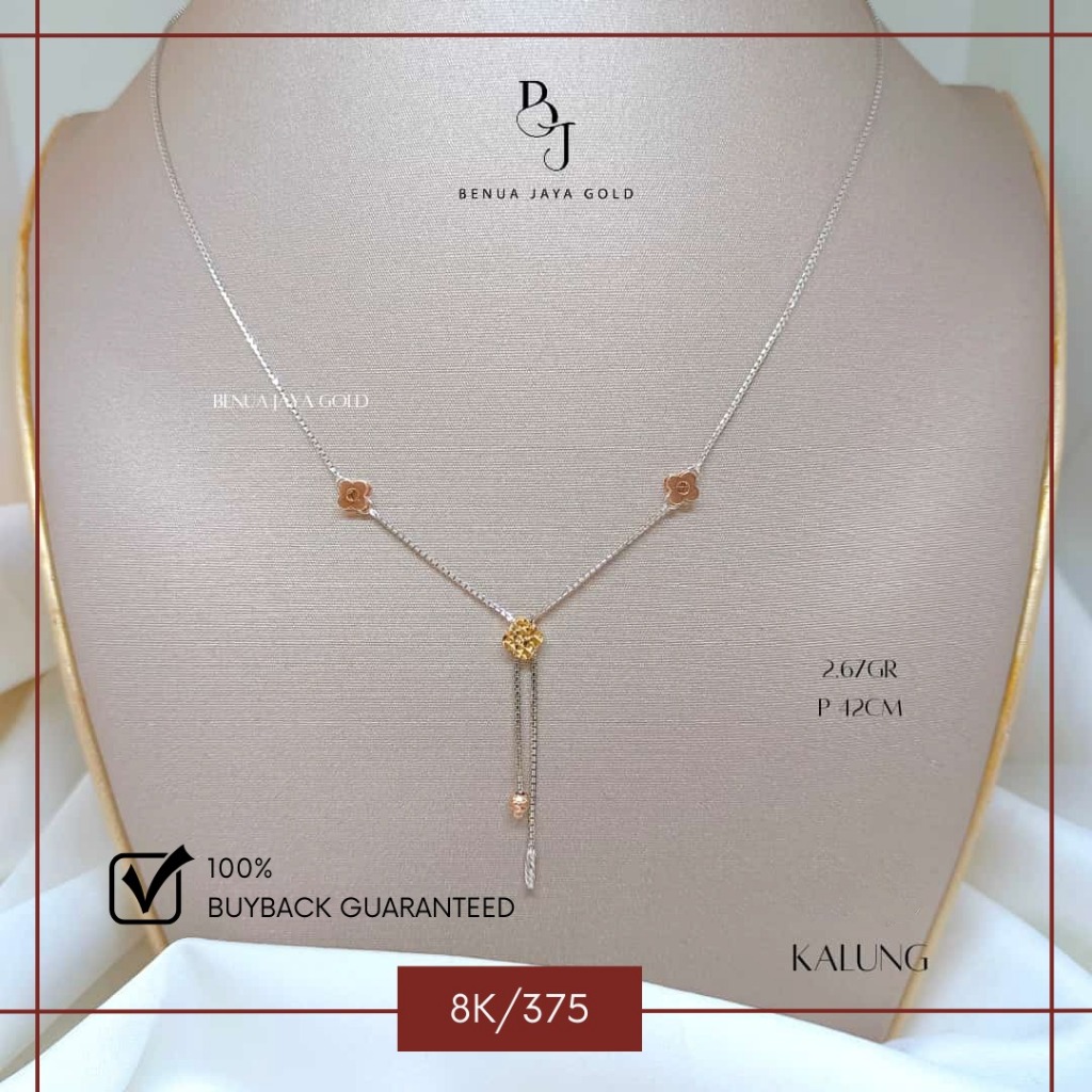 Kalung Italy Santa Koye Fashion Bunga Emas Putih 8K/375