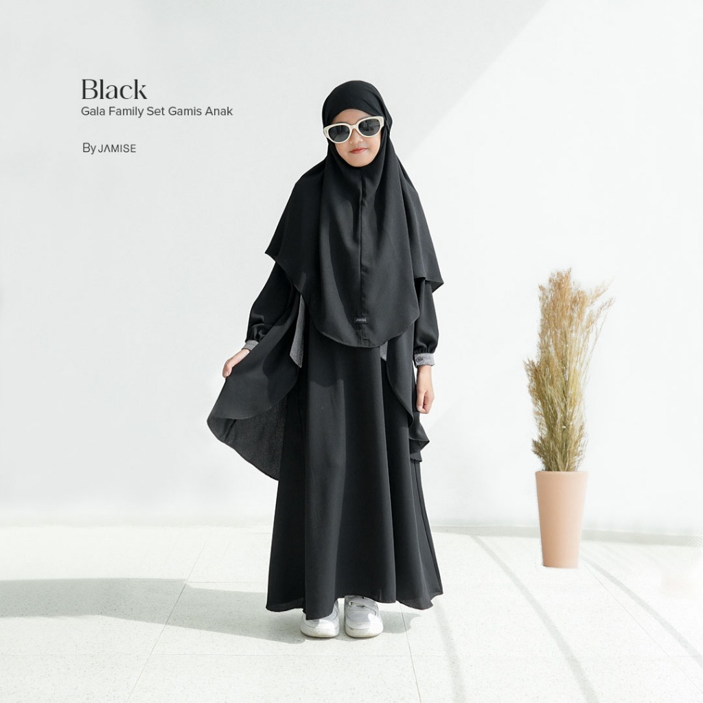 Gala Series | Gamis Anak Khimar Bergo-Black