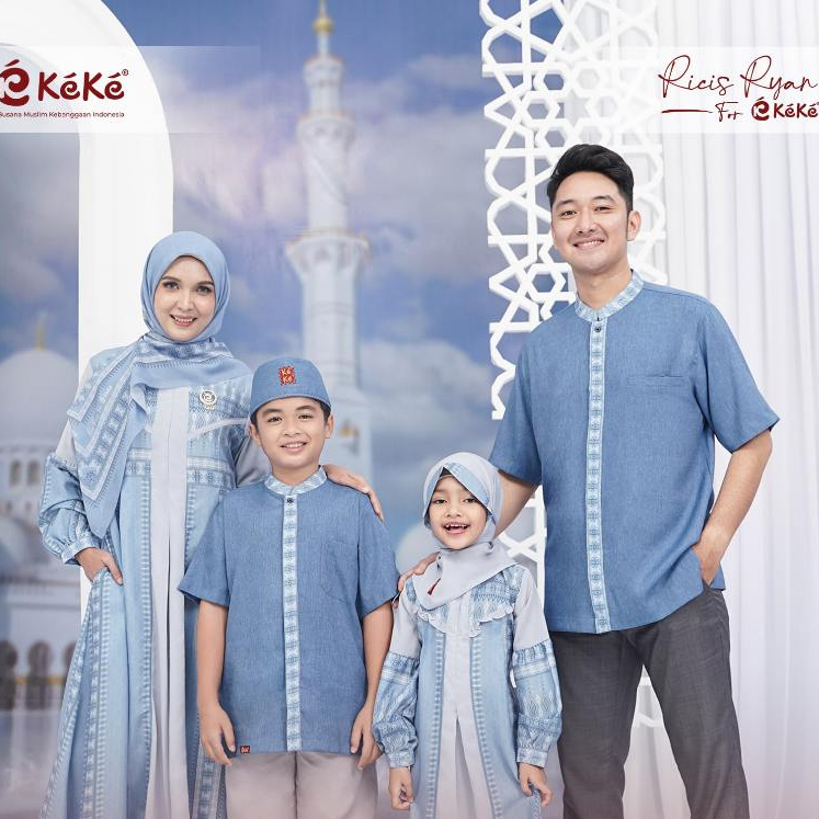 Sarimbit Keke Arcelia Series - Heritage Blue / Sarimbit Keluarga Terbaru 2024 / Baju Sarimbit Keluar