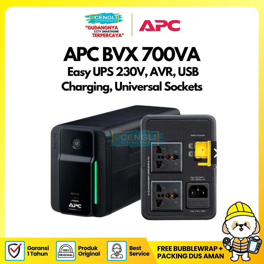 Ups Cctv APC Easy BVX 700VA BVX700LUI-MS UPS Silent 230V, AVR, USB