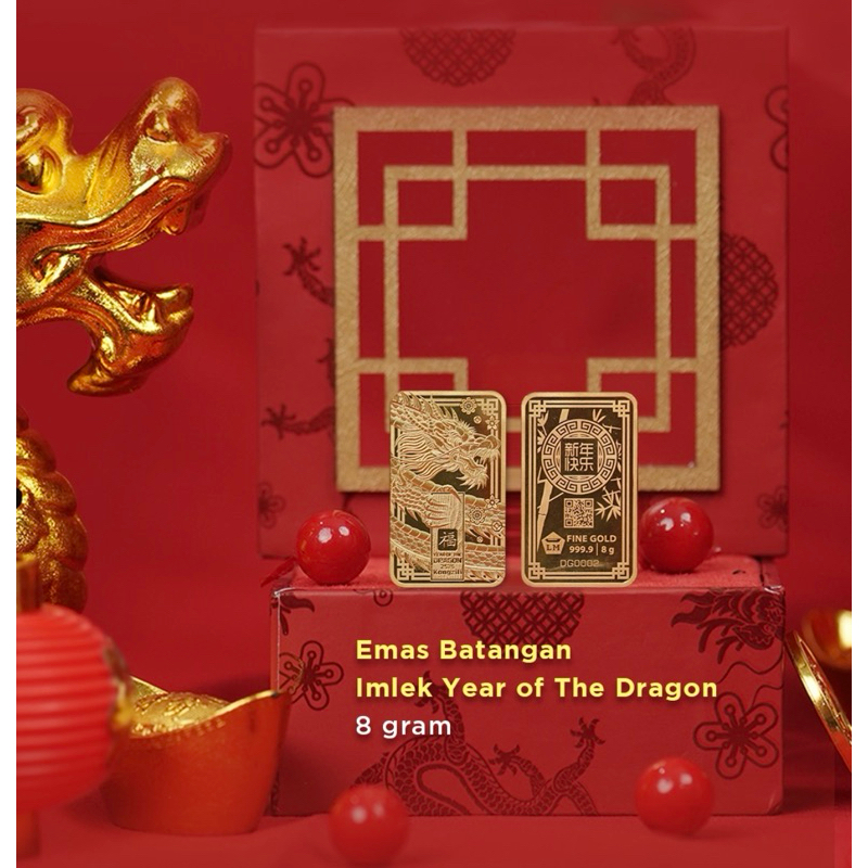 LM Antam Imlek Year of The Dragon CNY - Kado Emas Batangan 8 Gram