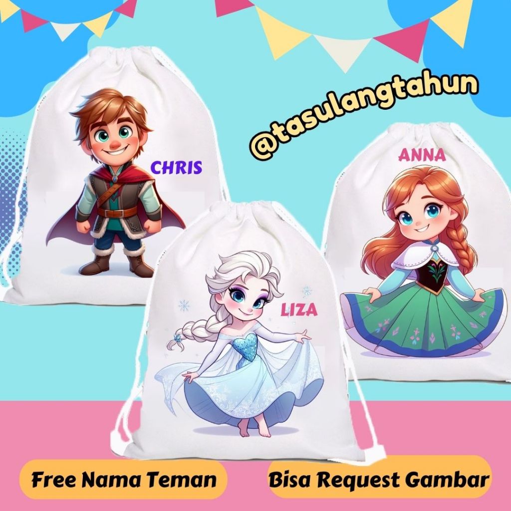 

Tas RANSEL Souvenir Ultah GoodieBag Bingkisan Blacu FROZEN TSUM TSUM elsa anna