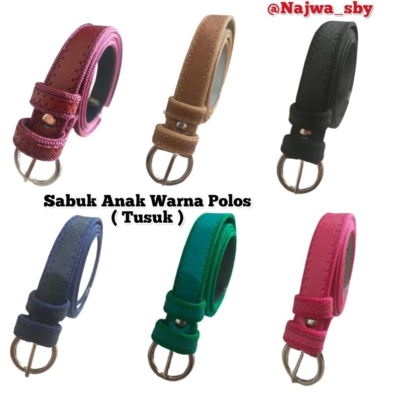 SABUK / IKAT PINGGANG ANAK POLOS WARNA ( Jarum Tusuk )
