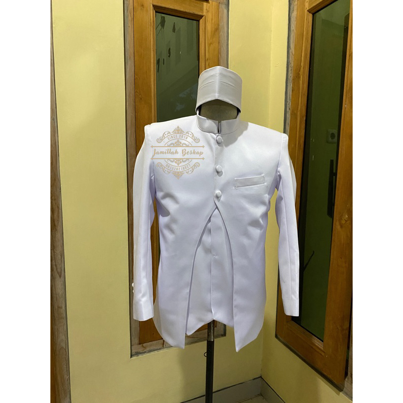Beskap Polos Coky || Beskap putih polos || Beskap pengantin putih