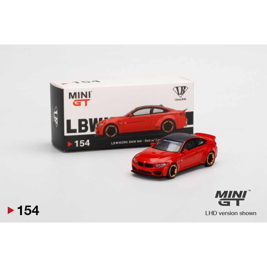 MINI GT MINIGT 154 Liberty Walk LB Works LBWK BMW M4 Red w/ Cooper Wheel