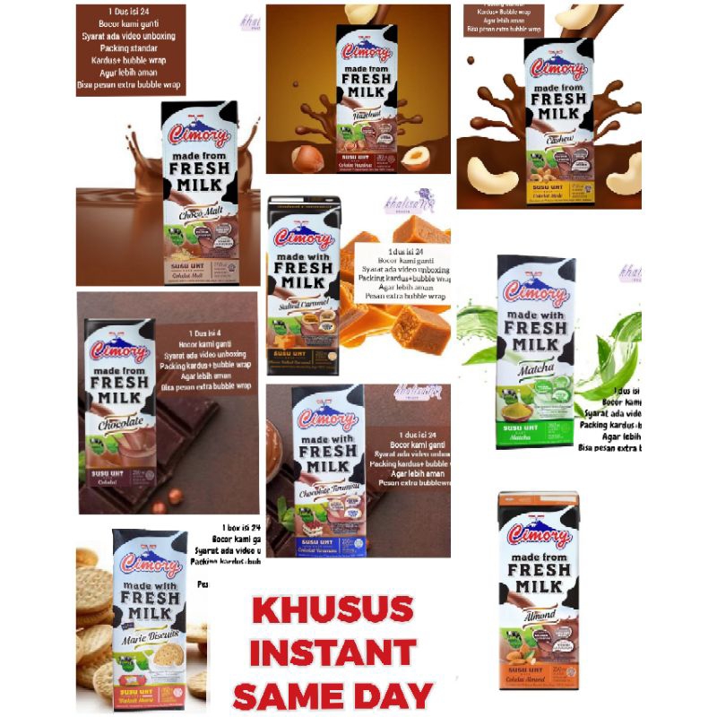 

1 DUS SUSU CIMORY UHT FRESH MILK 250 ML VARIAN LENGKAP SAMEDAY INSTAN