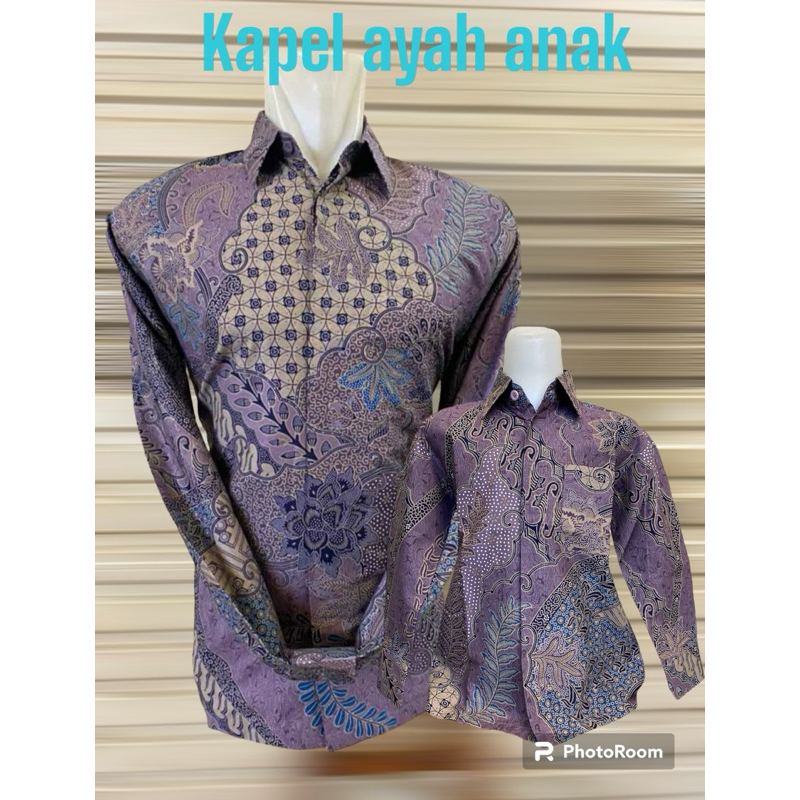KEMEJA BATIK PRIA KATUN KAPEL AYAH ANAK BATIK SERAGAMAN AYAH ANAK S LILAC